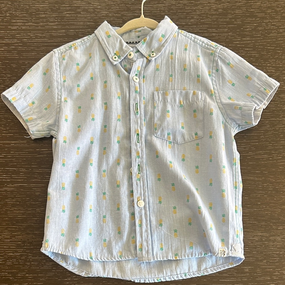 Sovereign Code Light Blue Pineapple Print Button-Down Shirt